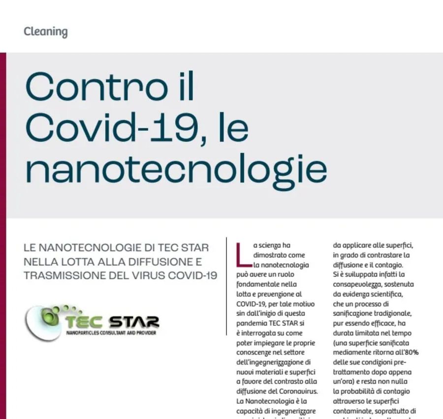 Le soluzioni di Tec Star su CLEANING COMMUNITY di Aprile 2021